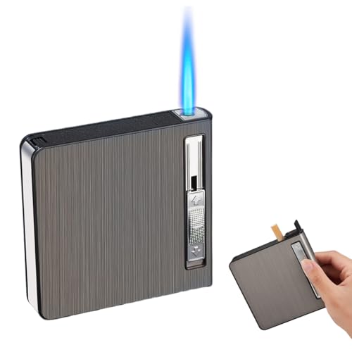 HASTHIP® 2 in 1 Cigarette Case with Torch Lighter, Stylish Brushed Aluminum Alloy Cigarette Case, Refillable Butane Cigarette Lighter(No Butane in), Portable Cigarette Case HASTHIP® 2 in 1 Cigarette Case with Torch Lighter, Stylish Brushed Aluminum Alloy Cigarette Case, Refillable Butane Cigarette Lighter(No Butane in), Portable Cigarette Case